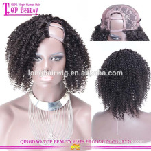 Peruca de cabelo humano indiano remy barato kinky curly peruca parte u para venda